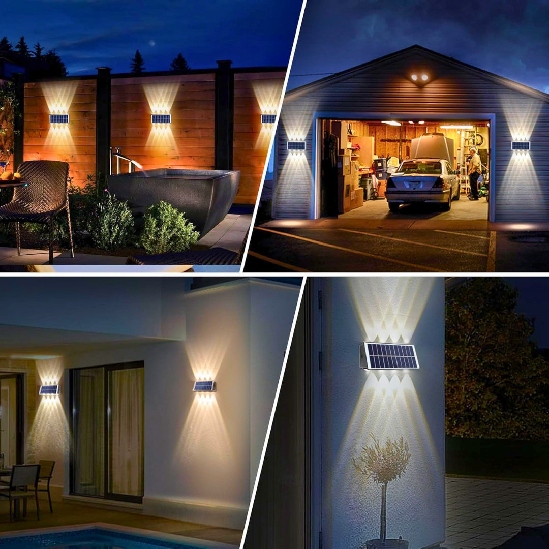 Lámpara solar de pared exterior con 8 LED