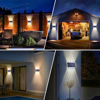 Lámpara solar de pared exterior con 8 LED