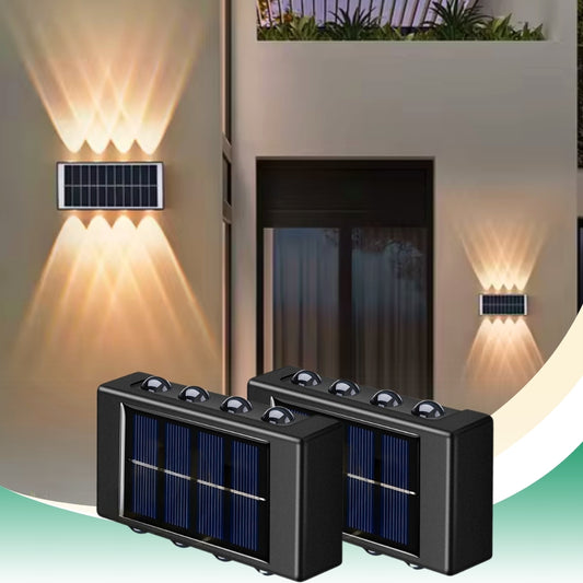 Lámpara solar de pared exterior con 8 LED