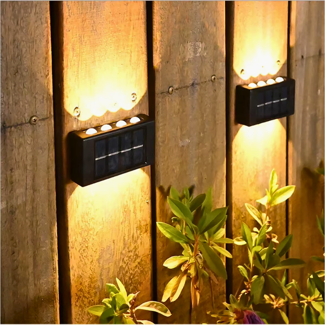 Lámpara solar de pared exterior con 8 LED